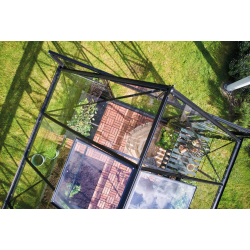 HALLS szklarnia ogrodowa ICON 6 (4,9 m2; 1,93 x 2,55 m) czarna, szkło hartowane + baza